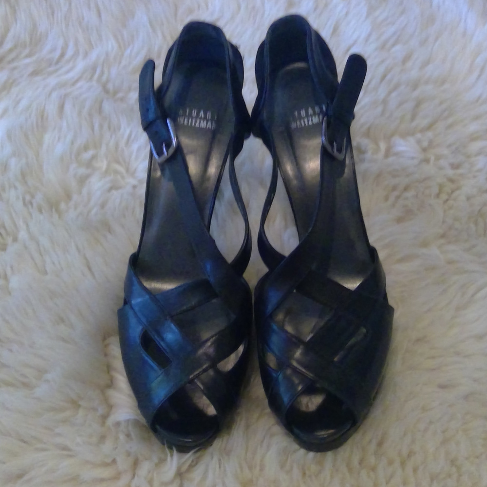 Stuart Weitzman Black Platform Heels Euc 9.5 - image 1